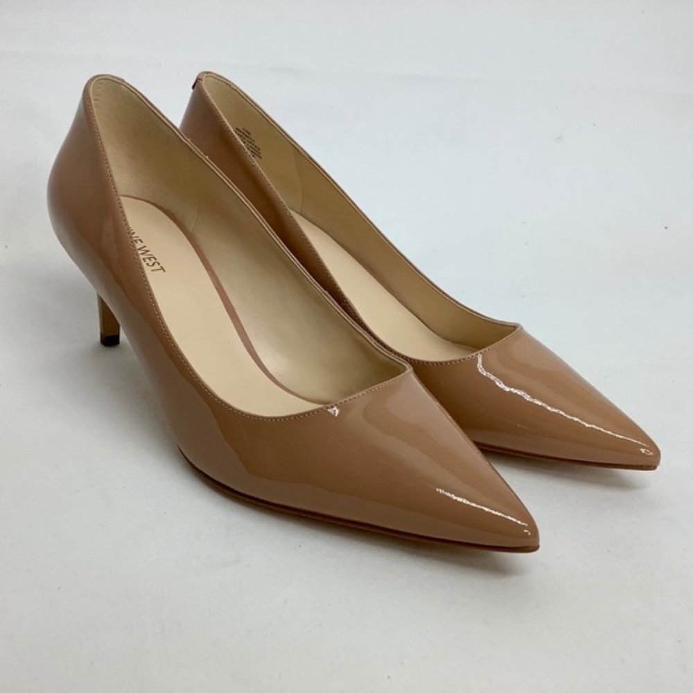 NEW Nine West Arlene Pointy Toe Pat Nude Kitten 10